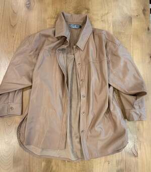 South Women's Faux Leather Button-Down Shirt Jacket Size L